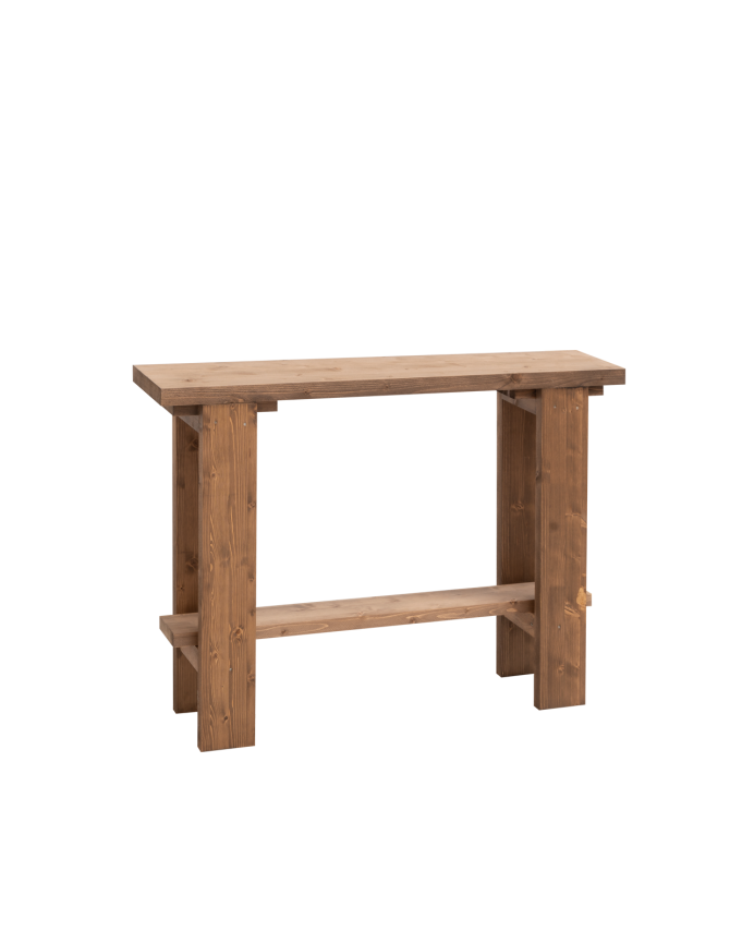 Deco wood Consola de madera maciza en tono roble oscuro de 120x84cm