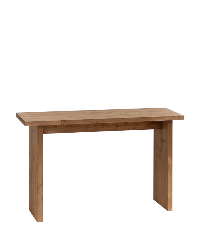 Deco wood Consola de madera maciza en tono roble oscuro de 120x80cm