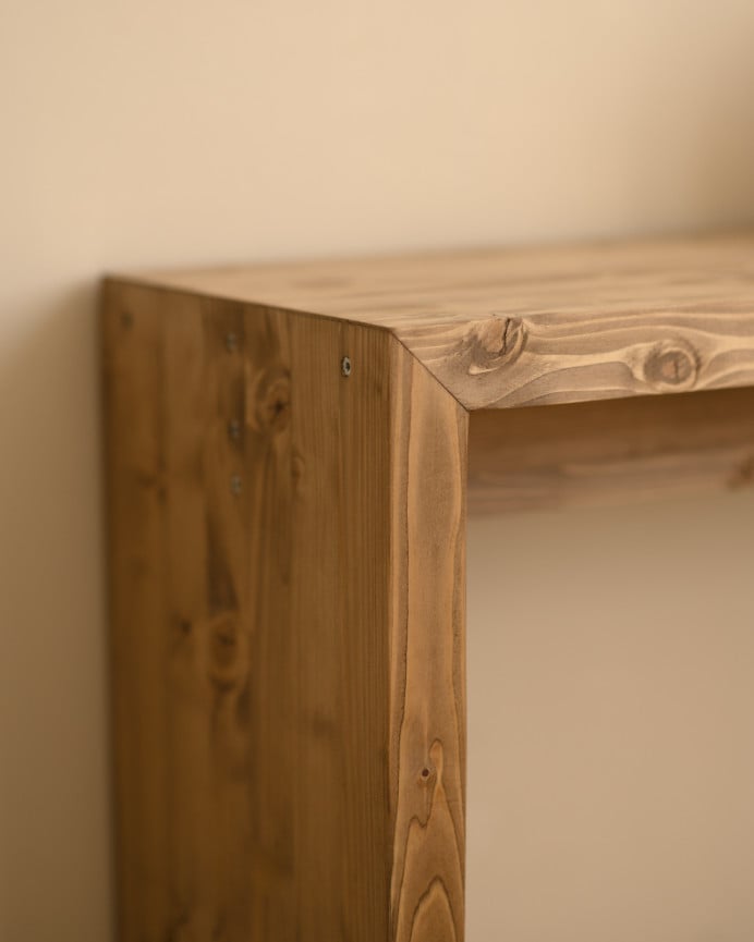 Deco Wood Consola De Madera Maciza En Tono Roble Oscuro De 120x80cm