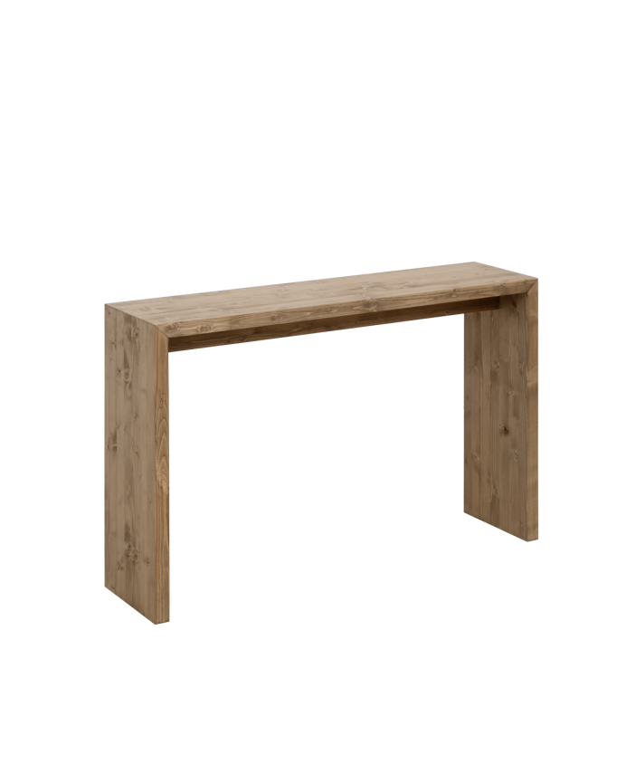 Deco wood Consola de madera maciza en tono roble oscuro de 120x80cm