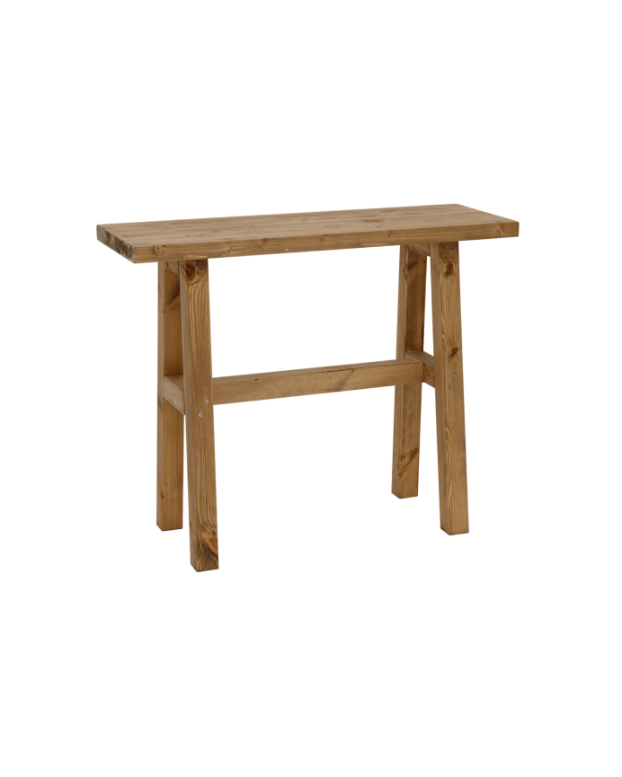 Deco wood Consola de madera maciza en tono roble oscuro de 100x80cm