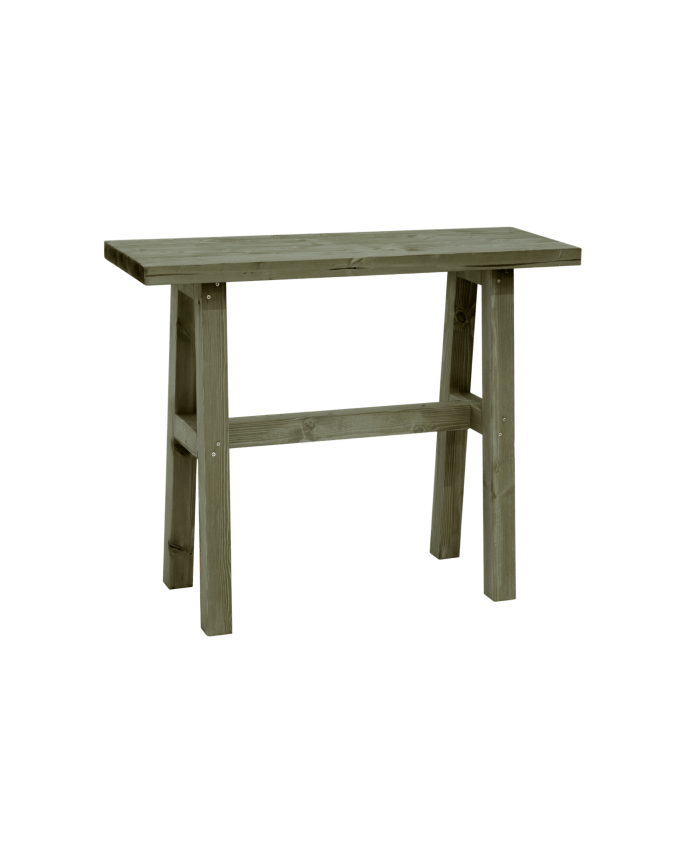 Deco wood Consola de madera maciza en tono verde de 100x80cm