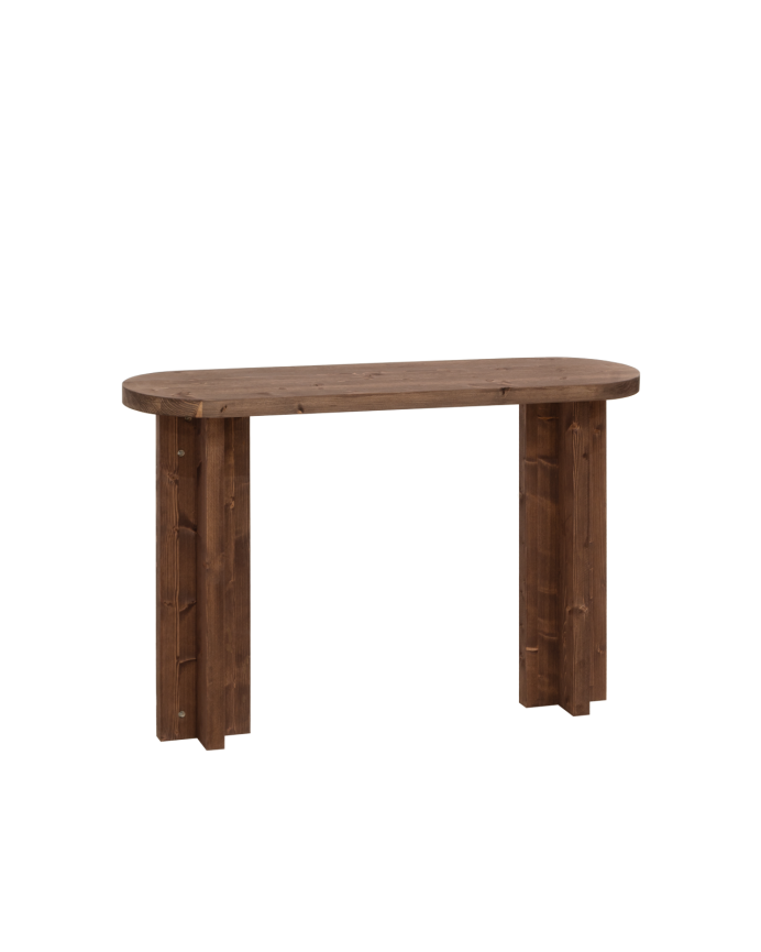 Deco wood Consola de madera maciza tono nogal de 120x80cm