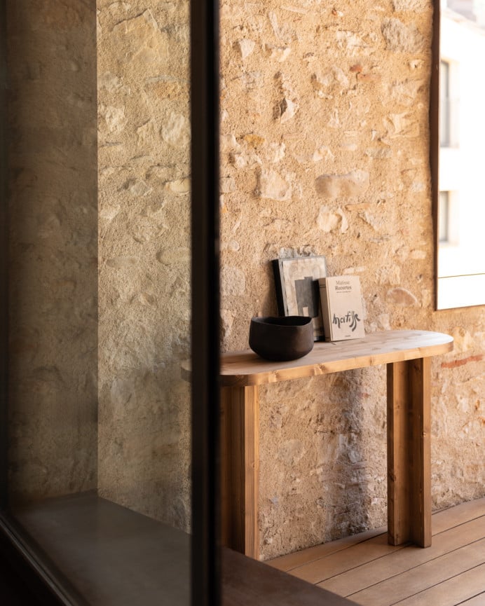 Deco Wood Consola De Madera Maciza Tono Roble Oscuro De 120x80cm