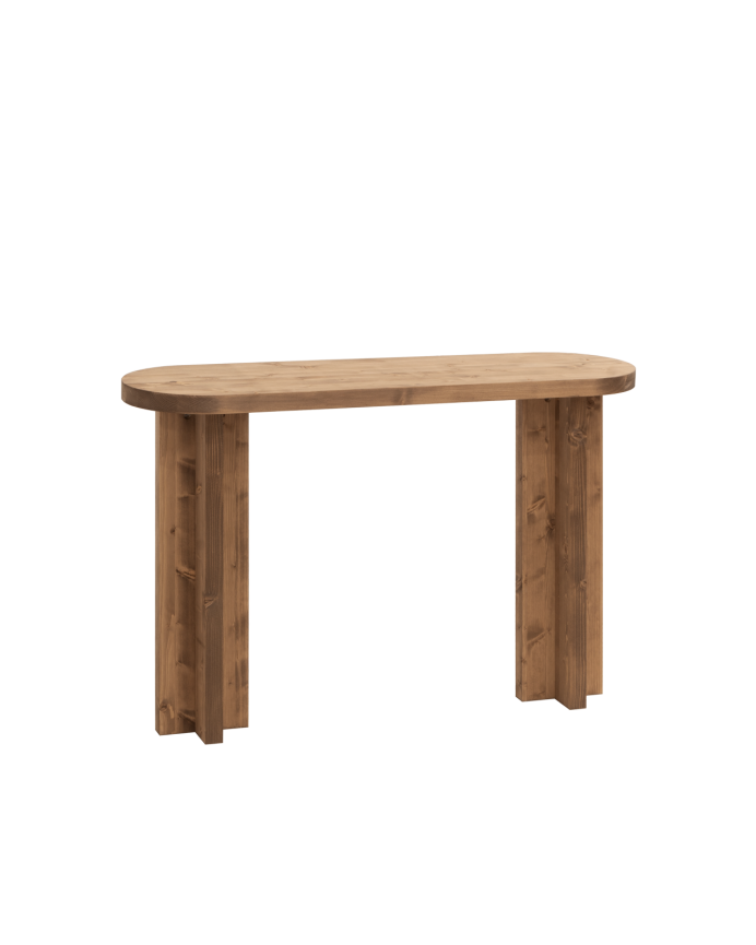 Deco Wood Consola De Madera Maciza Tono Roble Oscuro De 120x80cm