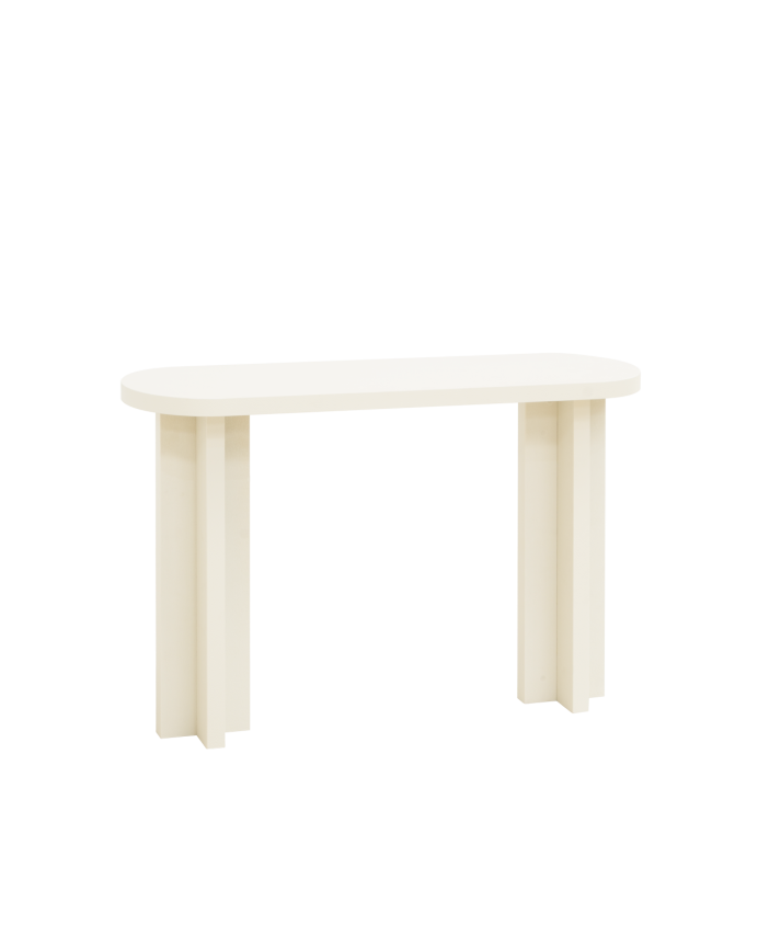 Deco Wood Consola De Microcemento Tono Blanco Roto De 120x80cm