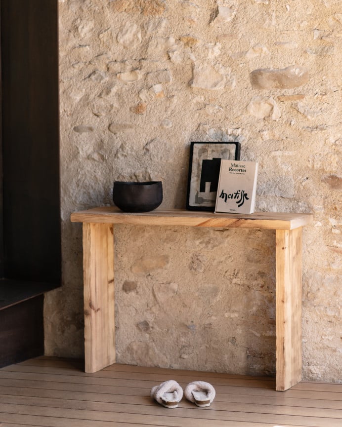 Deco Wood Consola Rústica De Madera Maciza De 120x80cm