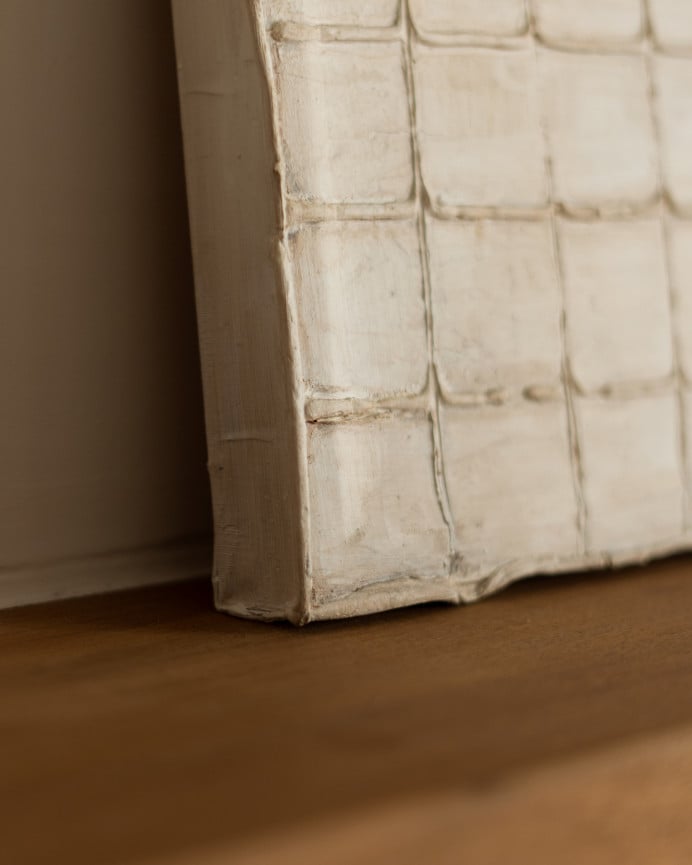 Deco Wood Cuadro Beige Decorativo Sobre Algodón Con Bastidor De Madera Pintado Artesanalmente Con Pintura Al óleo De 80x60cm