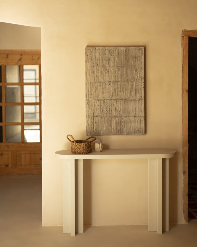 Deco Wood Cuadro Beige Decorativo Sobre Algodón Con Bastidor De Madera Pintado Artesanalmente Con Pintura Al óleo De 80x60cm