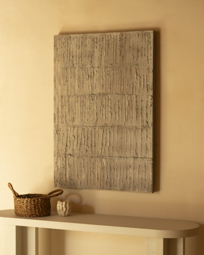 Deco Wood Cuadro Beige Decorativo Sobre Algodón Con Bastidor De Madera Pintado Artesanalmente Con Pintura Al óleo De 80x60cm