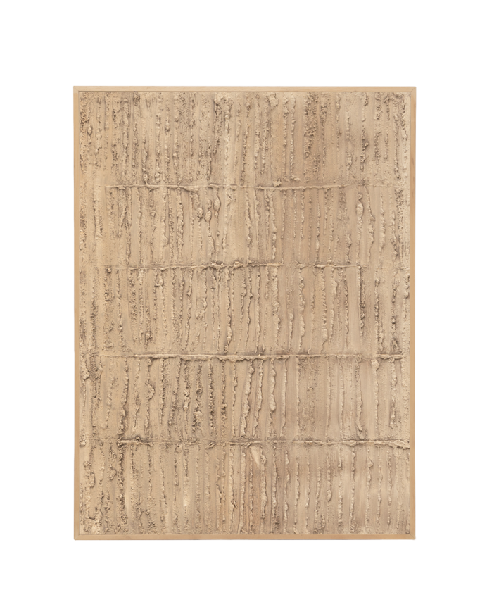 Deco wood Cuadro beige decorativo sobre algodón con bastidor de madera pintado artesanalmente con pintura al óleo de 80x60cm