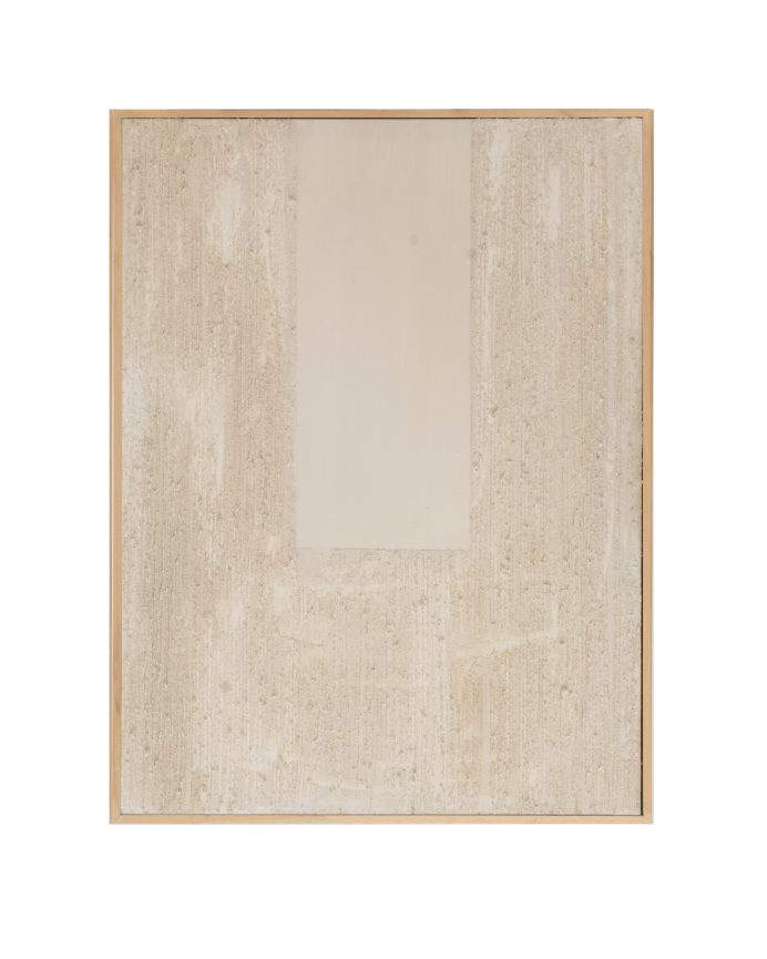 Deco wood Cuadro beige-marrón decorativo sobre algodón con bastidor de madera pintado artesanalmente con pintura al óleo de 80x60cm