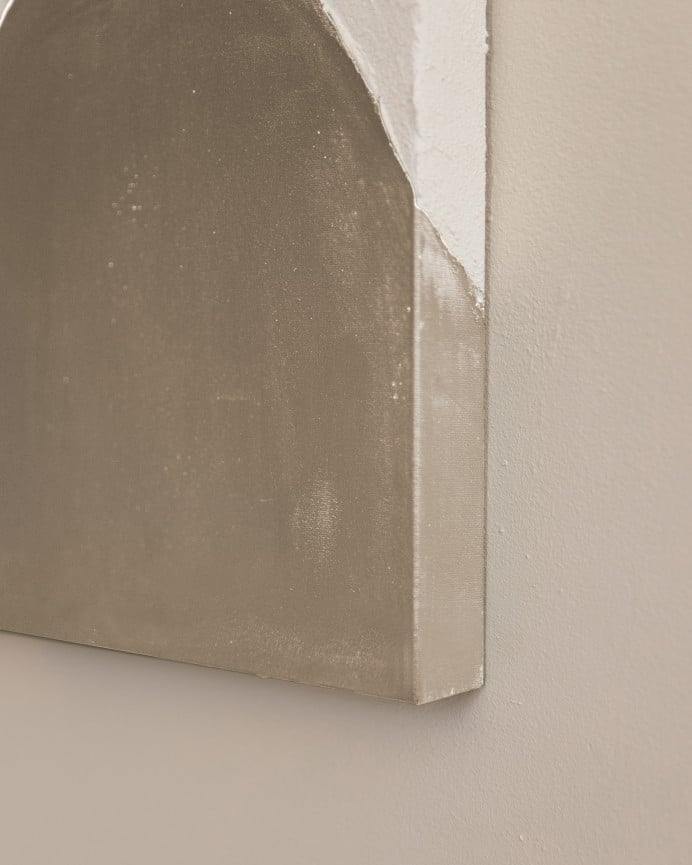 Deco Wood Cuadro Beige Y Blanco Decorativo Sobre Algodón Con Bastidor De Madera Pintado Artesanalmente Con Pintura Al óleo De 80x60cm