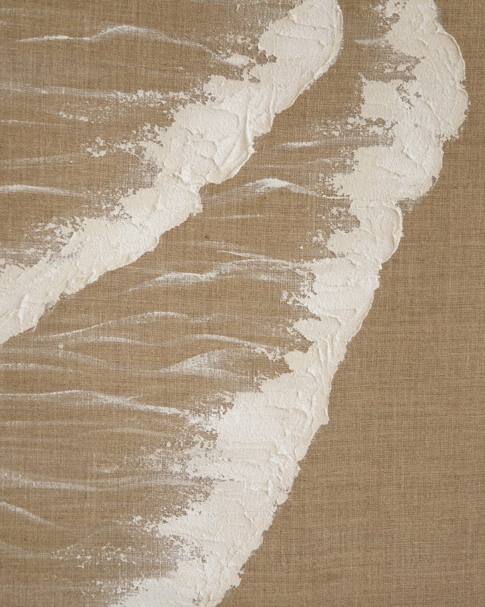 Deco Wood Cuadro Beige Y Blanco Decorativo Sobre Lino Con Bastidor De Madera Pintado Artesanalmente Con Pintura Al óleo De 80x60cm