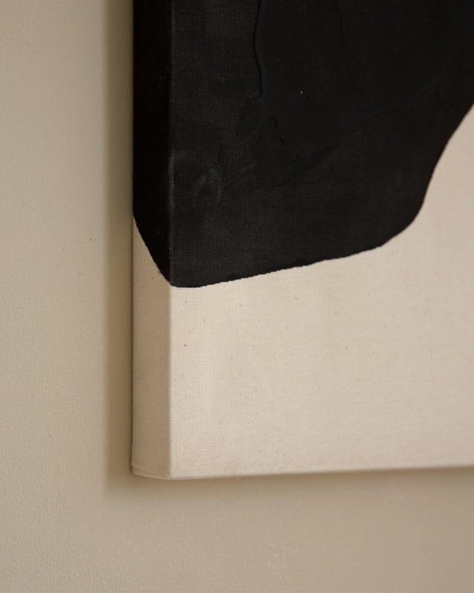 Deco Wood Cuadro Beige Y Negro Decorativo Sobre Algodón Con Bastidor De Madera Pintado Artesanalmente Con Pintura Al óleo De 80x60cm