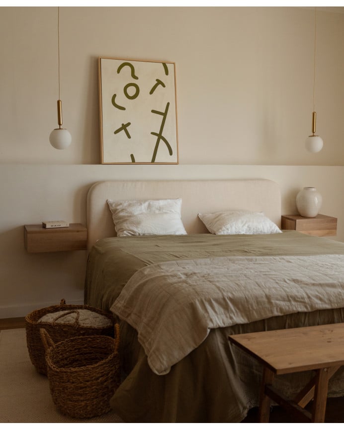 Deco Wood Cuadro Beige Y Verde Decorativo Sobre Algodón Con Bastidor De Madera Pintado Artesanalmente Con Pintura Al óleo De 80x60cm