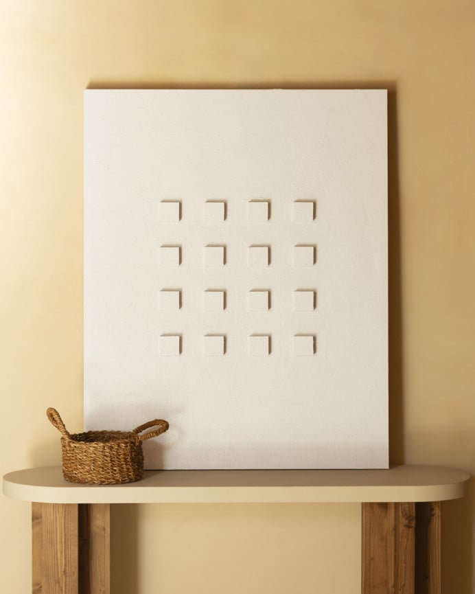 Deco Wood Cuadro Blanco Decorativo Sobre Algodón Con Bastidor De Madera Pintado Artesanalmente Con Pintura Al óleo De 80x60cm