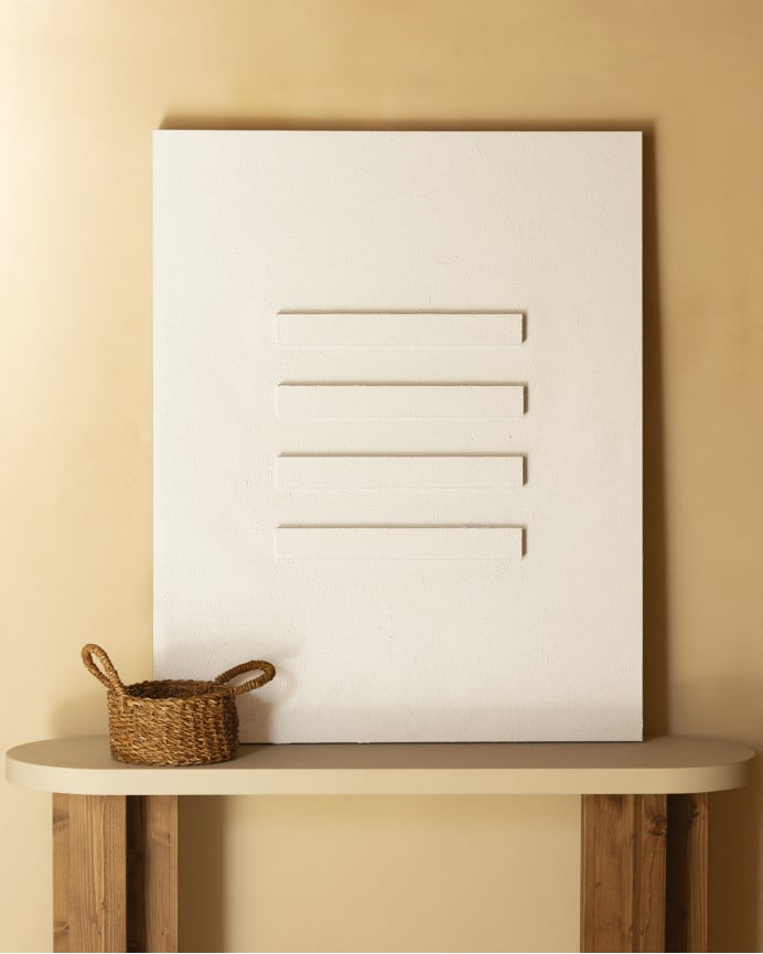 Deco Wood Cuadro Blanco Decorativo Sobre Algodón Con Bastidor De Madera Pintado Artesanalmente Con Pintura Al óleo De 80x60cm