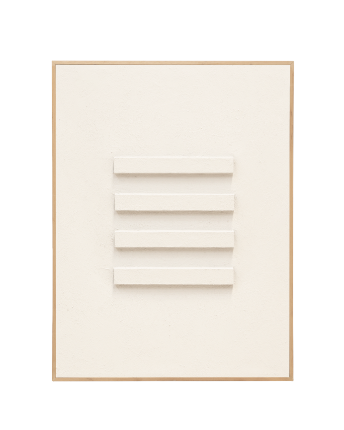 Deco wood Cuadro blanco decorativo sobre algodón con bastidor de madera pintado artesanalmente con pintura al óleo de 80x60cm