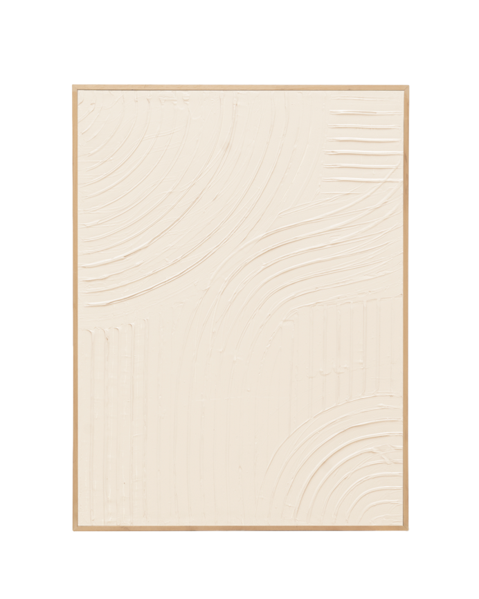 Deco wood Cuadro blanco decorativo sobre algodón con bastidor de madera pintado artesanalmente con pintura al óleo de 80x60cm