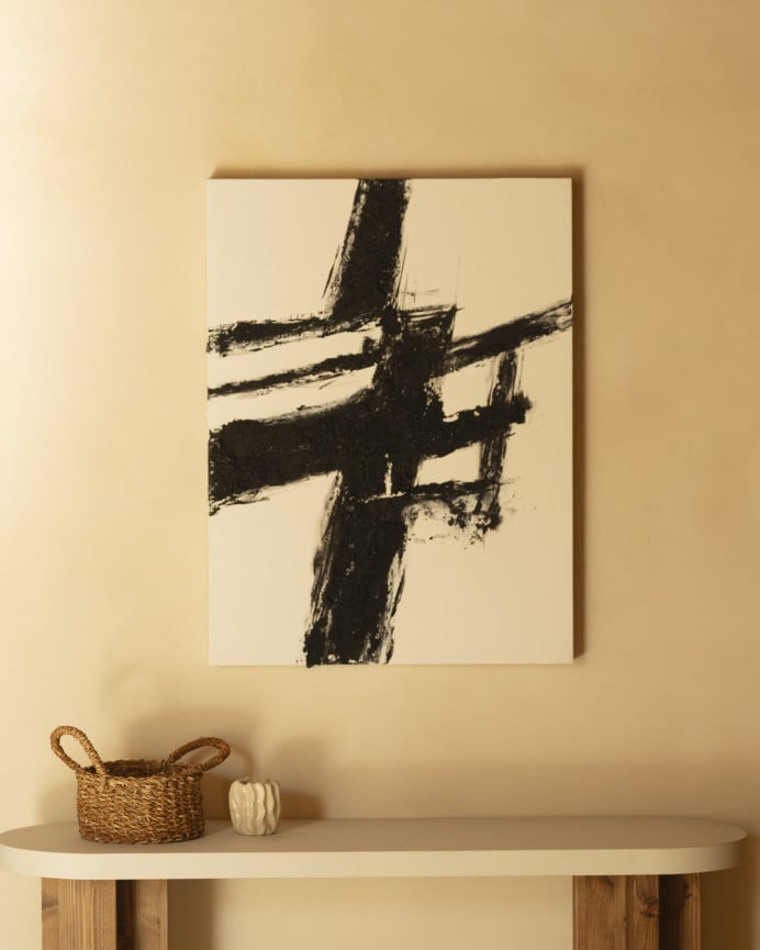 Deco Wood Cuadro Blanco Decorativo Sobre Lino Con Bastidor De Madera Pintado Artesanalmente Con Pintura Al óleo De 80x60cm