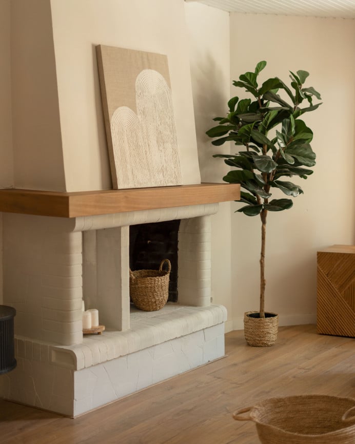 Deco Wood Cuadro Blanco Y Beige Decorativo Sobre Lino Con Bastidor De Madera Pintado Artesanalmente Con Pintura Al óleo De 80x60cm