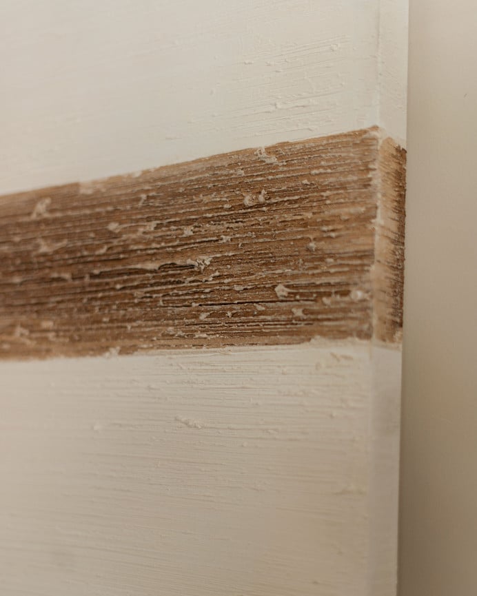 Deco Wood Cuadro Blanco Y Marrón Decorativo Sobre Algodón Con Bastidor De Madera Pintado Artesanalmente Con Pintura Al óleo De 80x60cm