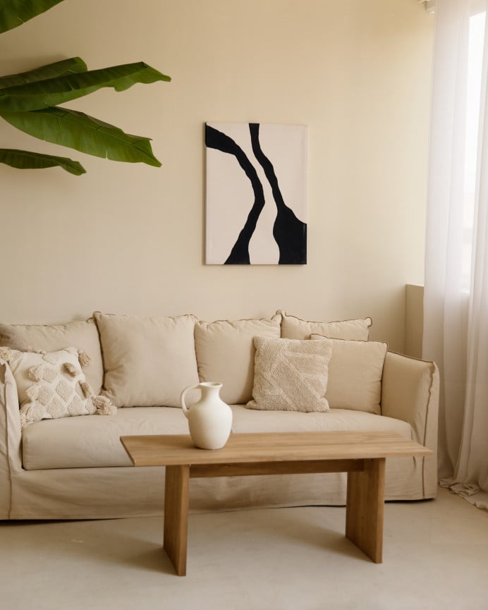 Deco Wood Cuadro Blanco Y Negro Decorativo Sobre Algodón Con Bastidor De Madera Pintado Artesanalmente Con Pintura Al óleo De 80x60cm