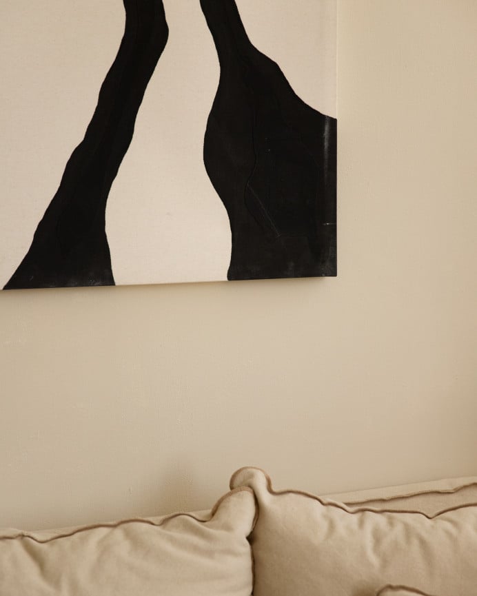 Deco Wood Cuadro Blanco Y Negro Decorativo Sobre Algodón Con Bastidor De Madera Pintado Artesanalmente Con Pintura Al óleo De 80x60cm