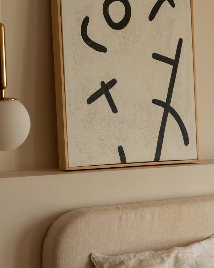 Deco Wood Cuadro Blanco Y Negro Decorativo Sobre Algodón Con Bastidor De Madera Pintado Artesanalmente Con Pintura Al óleo De 80x60cm