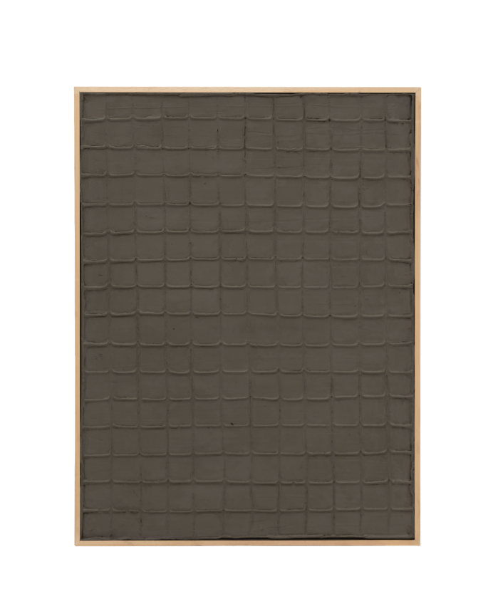 Deco wood Cuadro gris decorativo sobre algodón con bastidor de madera pintado artesanalmente con pintura al óleo de 80x60cm