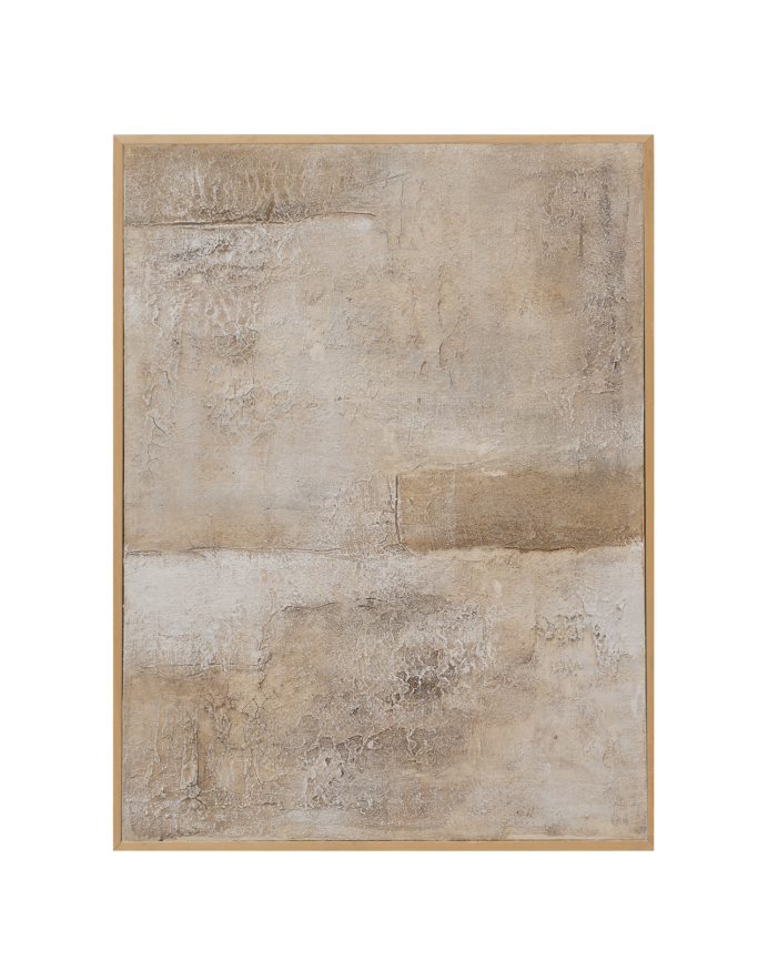 Deco wood Cuadro gris decorativo sobre algodón con bastidor de madera pintado artesanalmente con pintura al óleo de 80x60cm