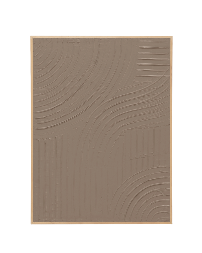 Deco wood Cuadro marrón decorativo sobre algodón con bastidor de madera pintado artesanalmente con pintura al óleo de 80x60cm