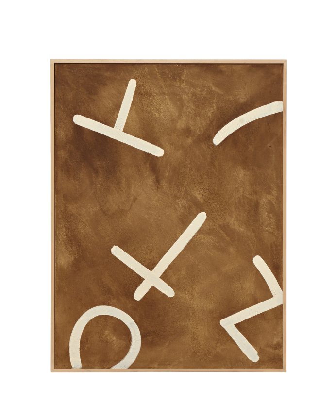 Deco wood Cuadro marrón y blanco decorativo sobre algodón con bastidor de madera pintado artesanalmente con pintura al óleo de 80x60cm