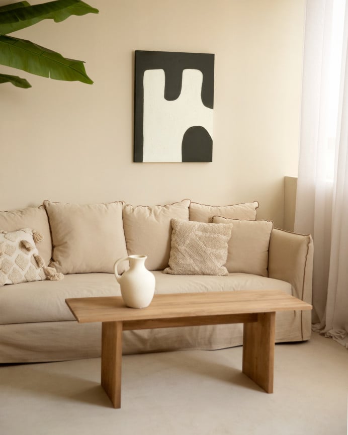 Deco Wood Cuadro Negro Y Blanco Decorativo Sobre Algodón Con Bastidor De Madera Pintado Artesanalmente Con Pintura Al óleo De 80x60cm