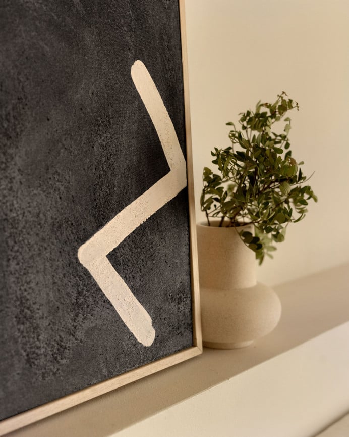 Deco Wood Cuadro Negro Y Blanco Decorativo Sobre Algodón Con Bastidor De Madera Pintado Artesanalmente Con Pintura Al óleo De 80x60cm