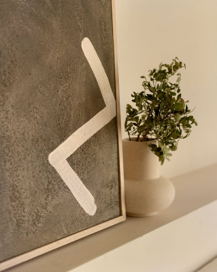 Deco Wood Cuadro Verde Y Blanco Decorativo Sobre Algodón Con Bastidor De Madera Pintado Artesanalmente Con Pintura Al óleo De 80x60cm