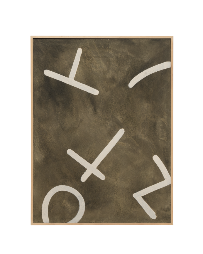 Deco wood Cuadro verde y blanco decorativo sobre algodón con bastidor de madera pintado artesanalmente con pintura al óleo de 80x60cm