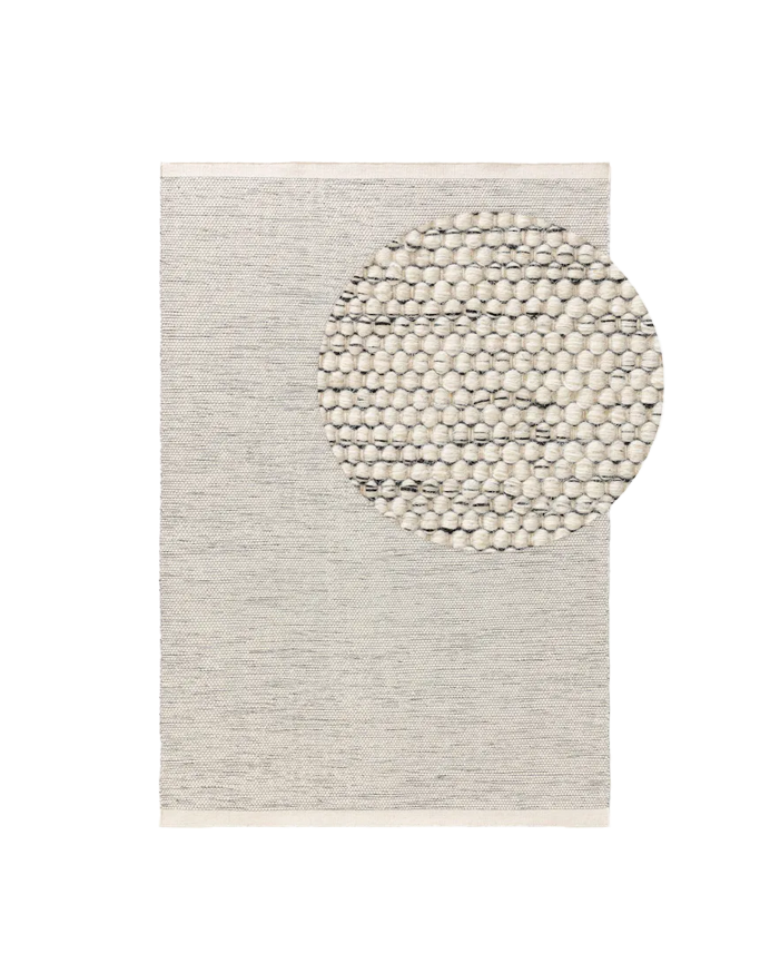 Deco wood Alfombra de lana beige y negro 70x140cm