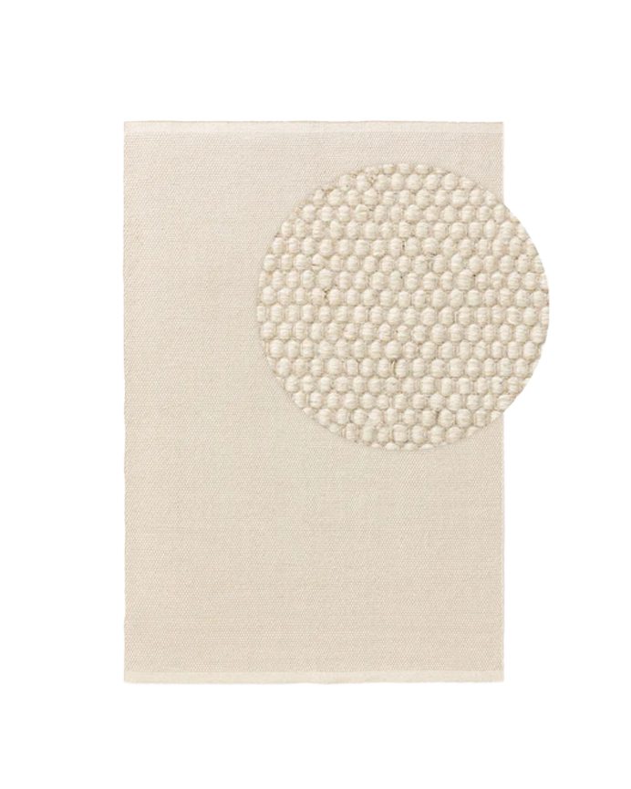 Deco wood Alfombra de lana blanca 120x170cm