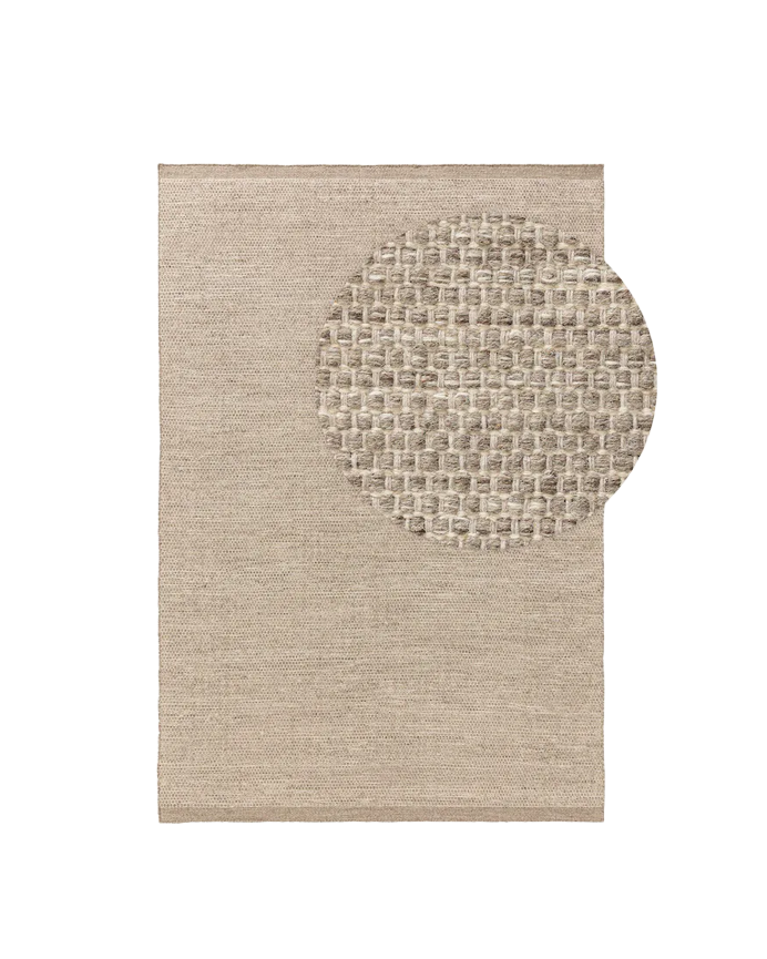 Deco wood Alfombra de lana marrón topo 70x140cm