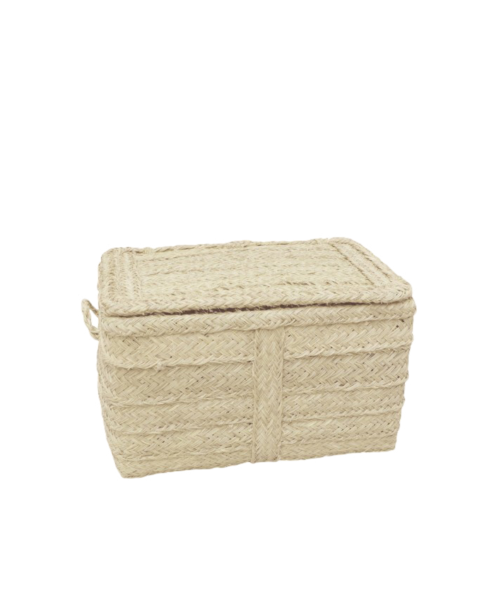 Deco wood Baúl de esparto natural de 60x40x40cm