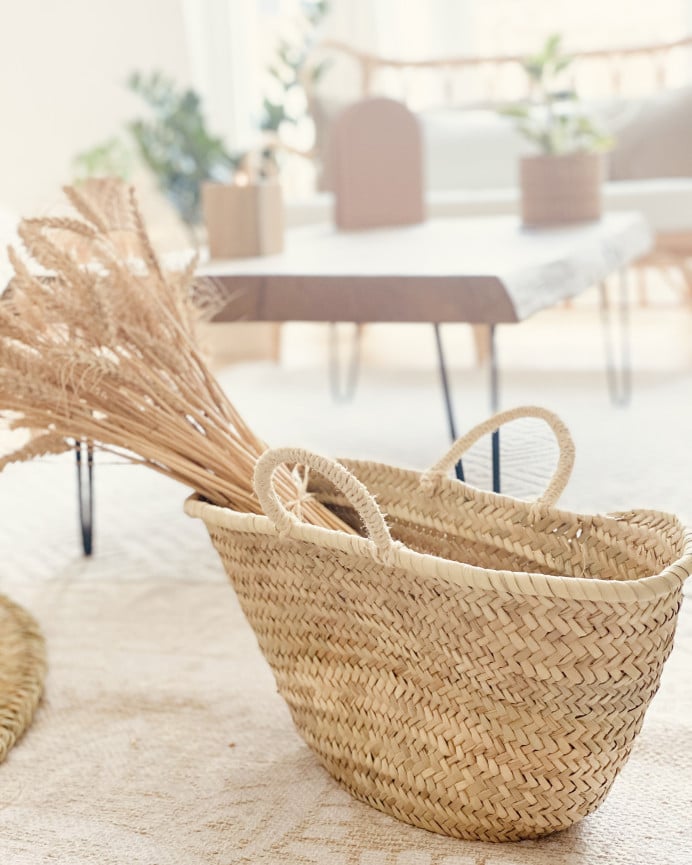 Deco Wood Capazo De Esparto Natural De 40x30x30cm