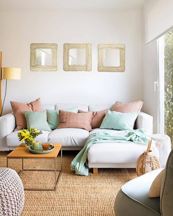 Deco Wood Espejo De Esparto De 42x42cm