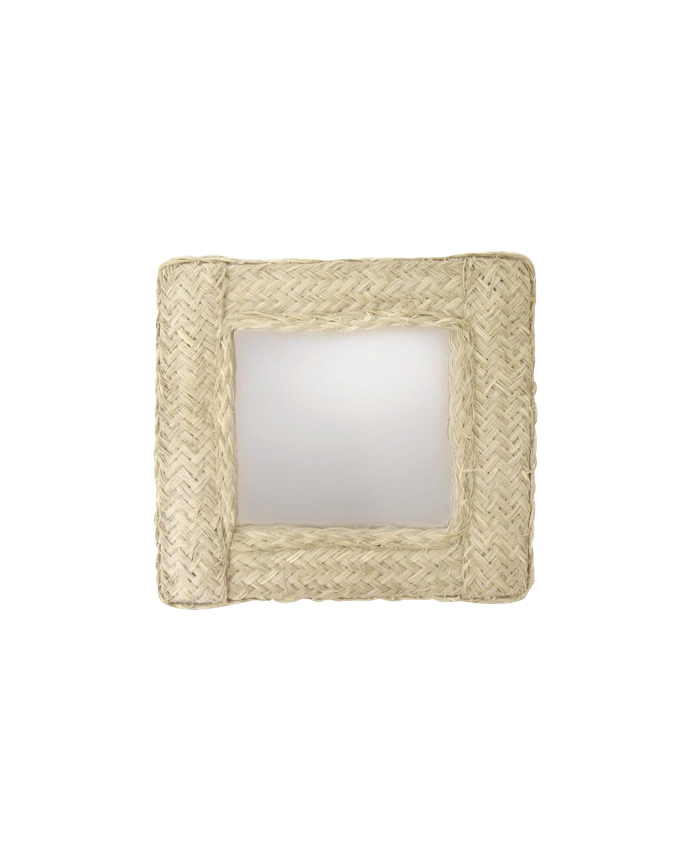 Deco wood Espejo de esparto de 42x42cm