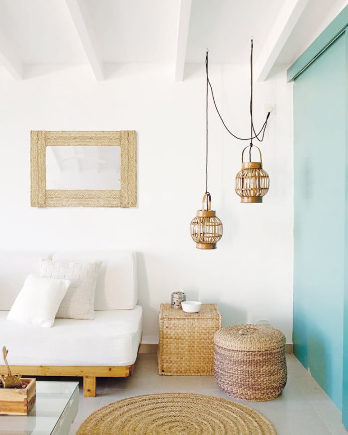 Deco Wood Espejo De Esparto De 63x97cm