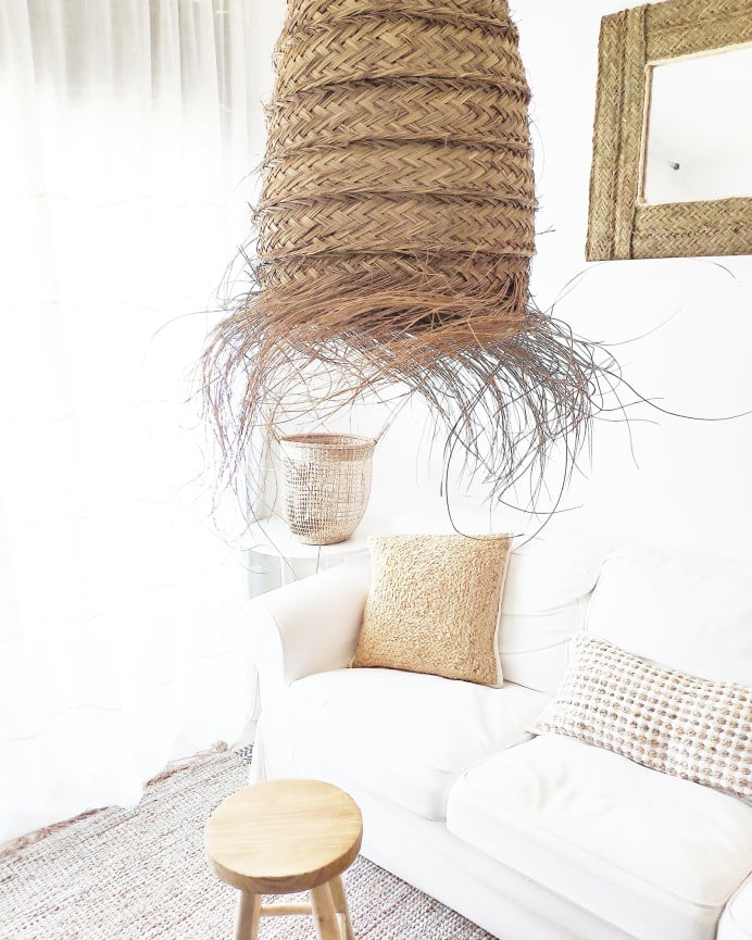 Deco Wood Espejo De Esparto De 63x97cm