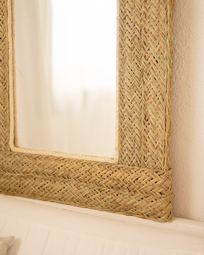 Deco Wood Espejo De Esparto De 97x63cm