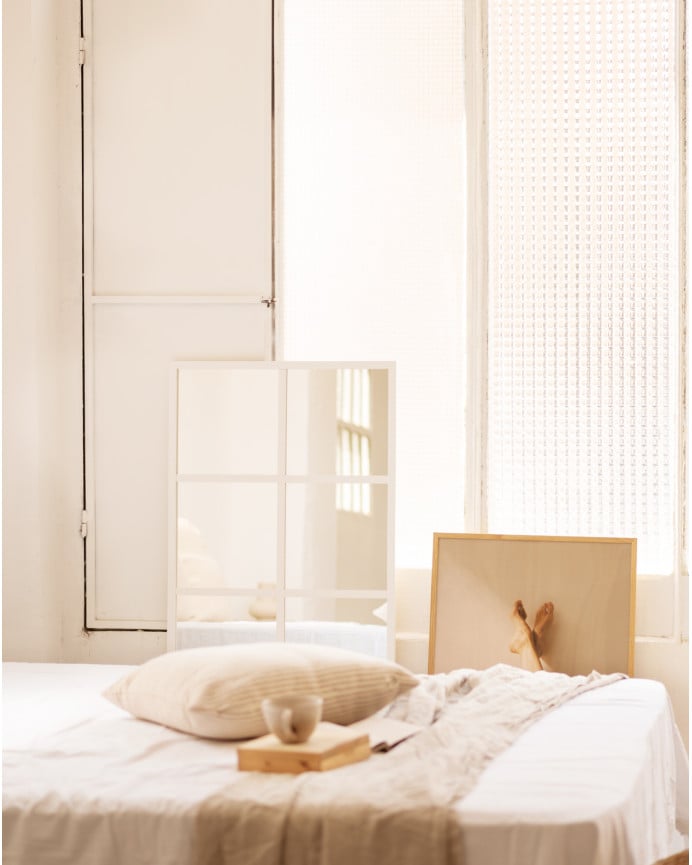 Deco Wood Espejo De Madera Color Blanco De 90x60cm