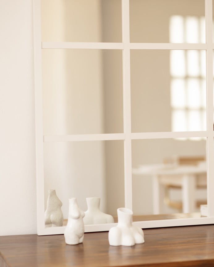 Deco Wood Espejo De Madera Color Blanco De 90x90cm